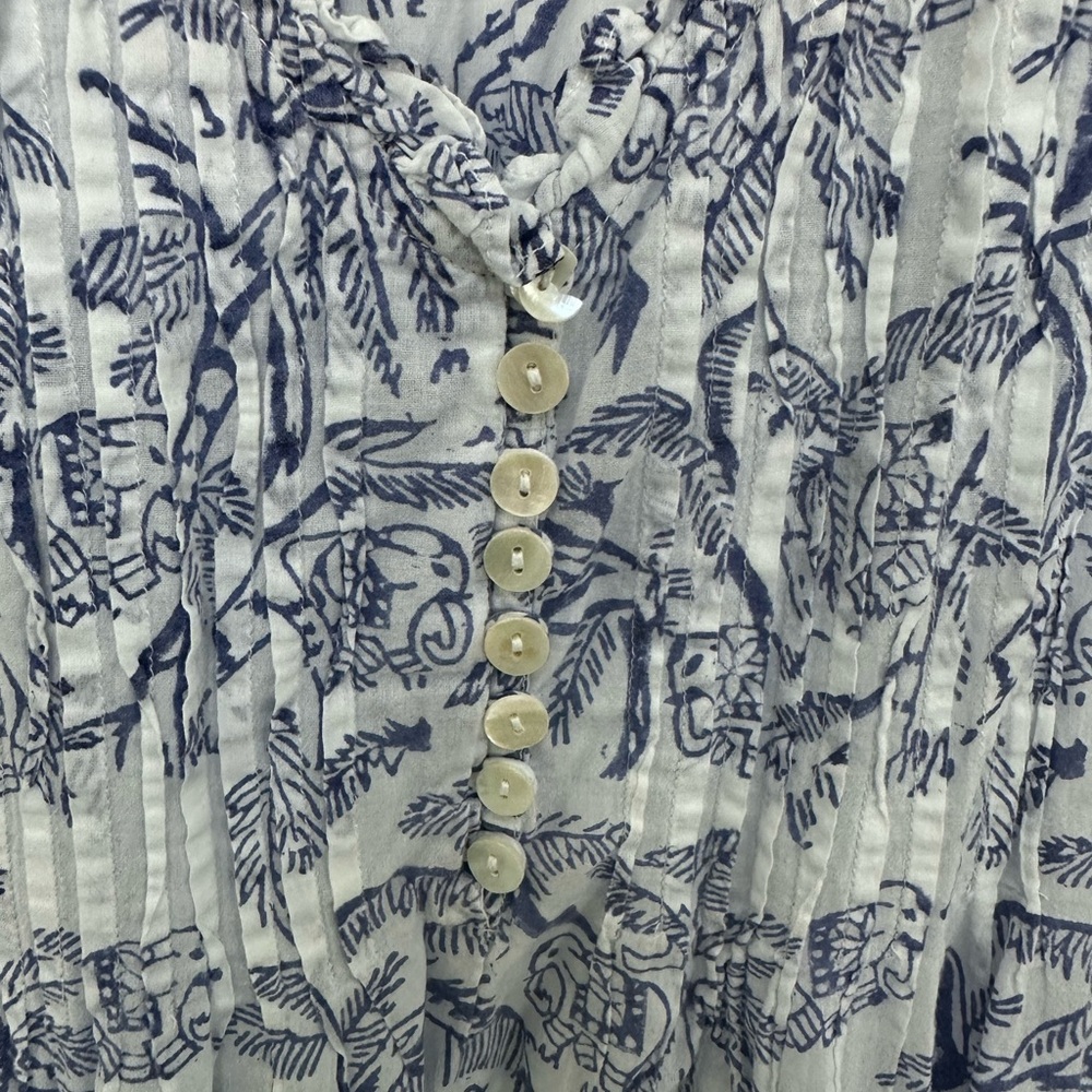 Roberta Roller Rabbit Blue and White Patterned Top - Picture 5 of 7